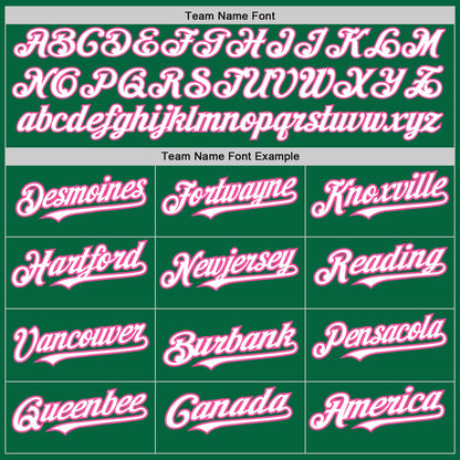 Custom Kelly Green White-Pink Authentic Raglan Sleeves Baseball Jersey - Sky-Custom