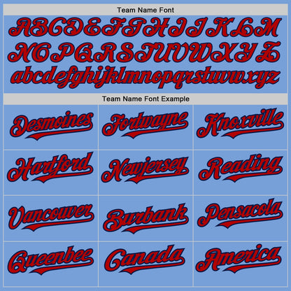 Custom Light Blue Red-Navy Authentic Raglan Sleeves Baseball Jersey - Sky-Custom