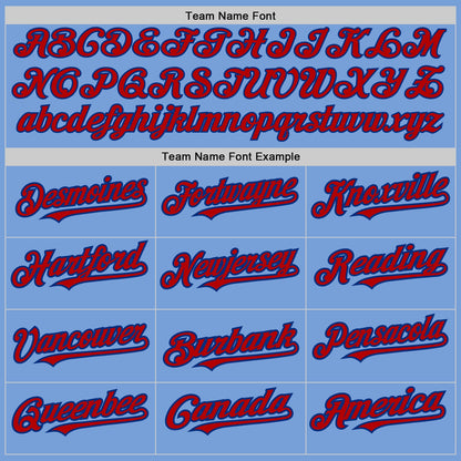 Custom Light Blue Red-Royal Authentic Raglan Sleeves Baseball Jersey - Sky-Custom