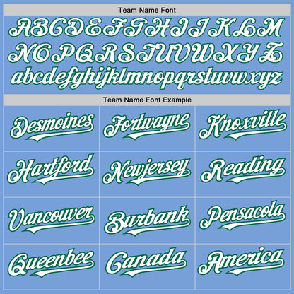 Custom Light Blue White-Kelly Green Authentic Raglan Sleeves Baseball Jersey - Sky-Custom