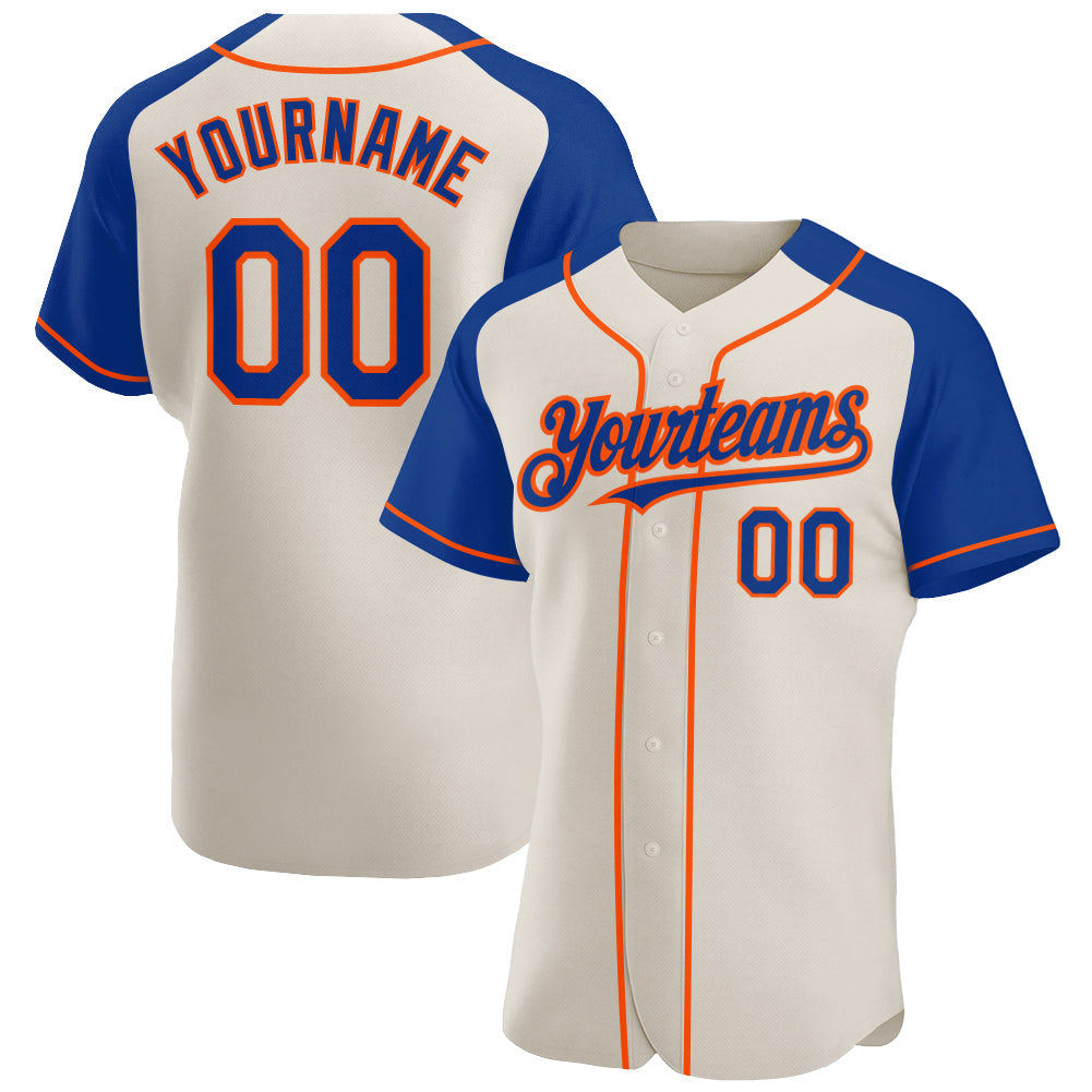 Custom Cream Royal-Orange Authentic Raglan Sleeves Baseball Jersey - Sky-Custom