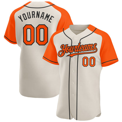 Custom Cream Orange-Black Authentic Raglan Sleeves Baseball Jersey - Sky-Custom