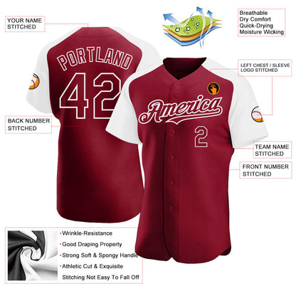Custom Crimson White Authentic Raglan Sleeves Baseball Jersey - Sky-Custom