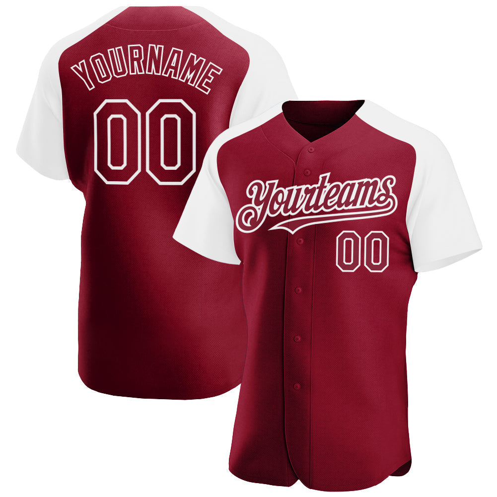 Custom Crimson White Authentic Raglan Sleeves Baseball Jersey - Sky-Custom