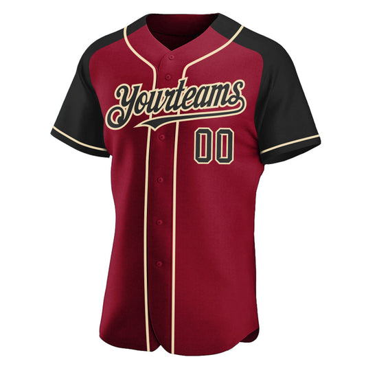 Custom Crimson Black-City Cream Authentic Raglan Sleeves Baseball Jersey - Sky-Custom