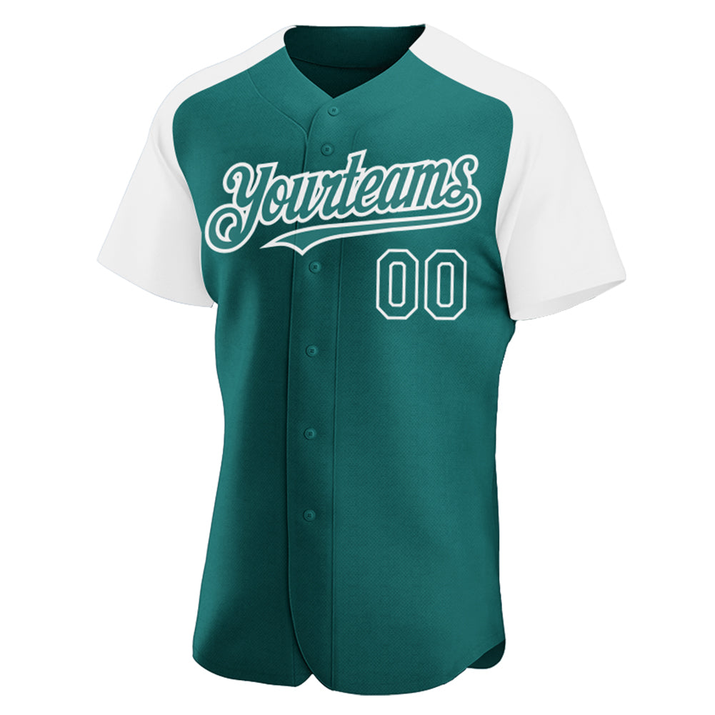 Custom Teal White Authentic Raglan Sleeves Baseball Jersey - Sky-Custom