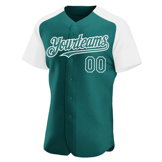 Custom Teal White Authentic Raglan Sleeves Baseball Jersey - Sky-Custom