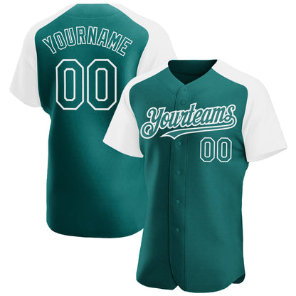 Custom Teal White Authentic Raglan Sleeves Baseball Jersey - Sky-Custom