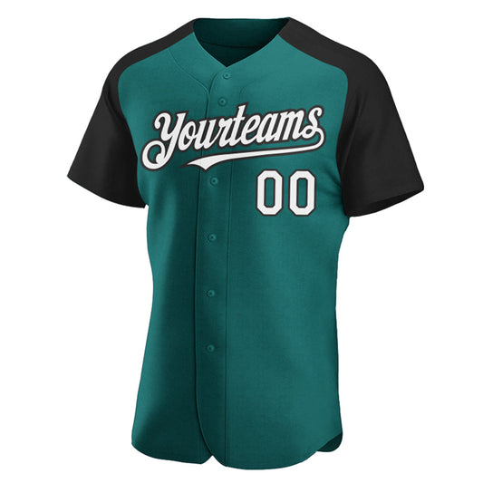 Custom Teal White-Black Authentic Raglan Sleeves Baseball Jersey - Sky-Custom