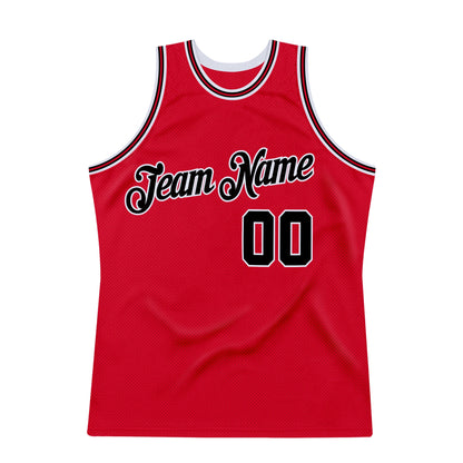 Custom Red Black-Red Authentic Throwback Basketball Jersey - Sky-Custom