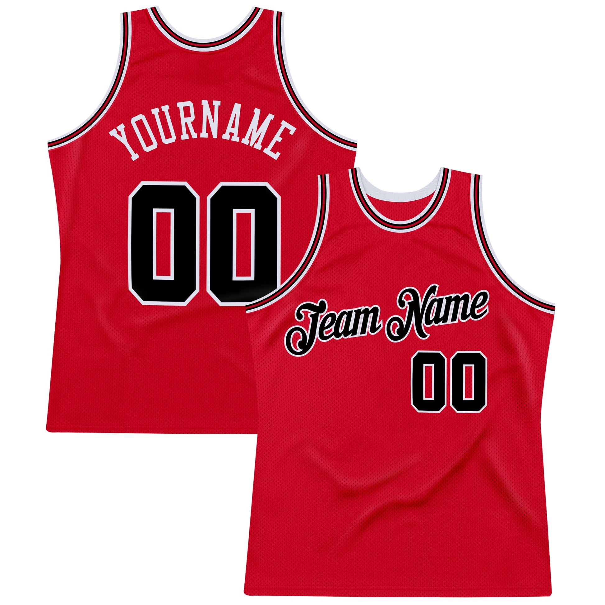Custom Red Black-Red Authentic Throwback Basketball Jersey - Sky-Custom