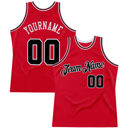 Custom Red Black-Red Authentic Throwback Basketball Jersey - Sky-Custom