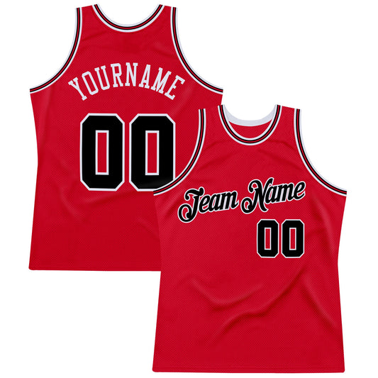 Custom Red Black-Red Authentic Throwback Basketball Jersey - Sky-Custom