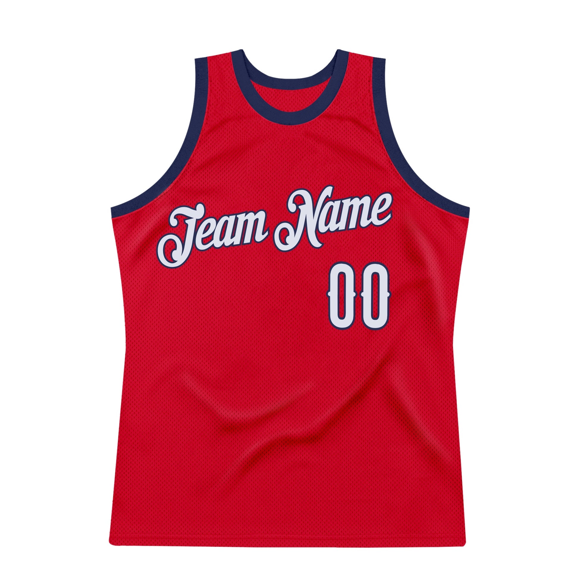Custom Red White-Navy Authentic Throwback Basketball Jersey - Sky-Custom
