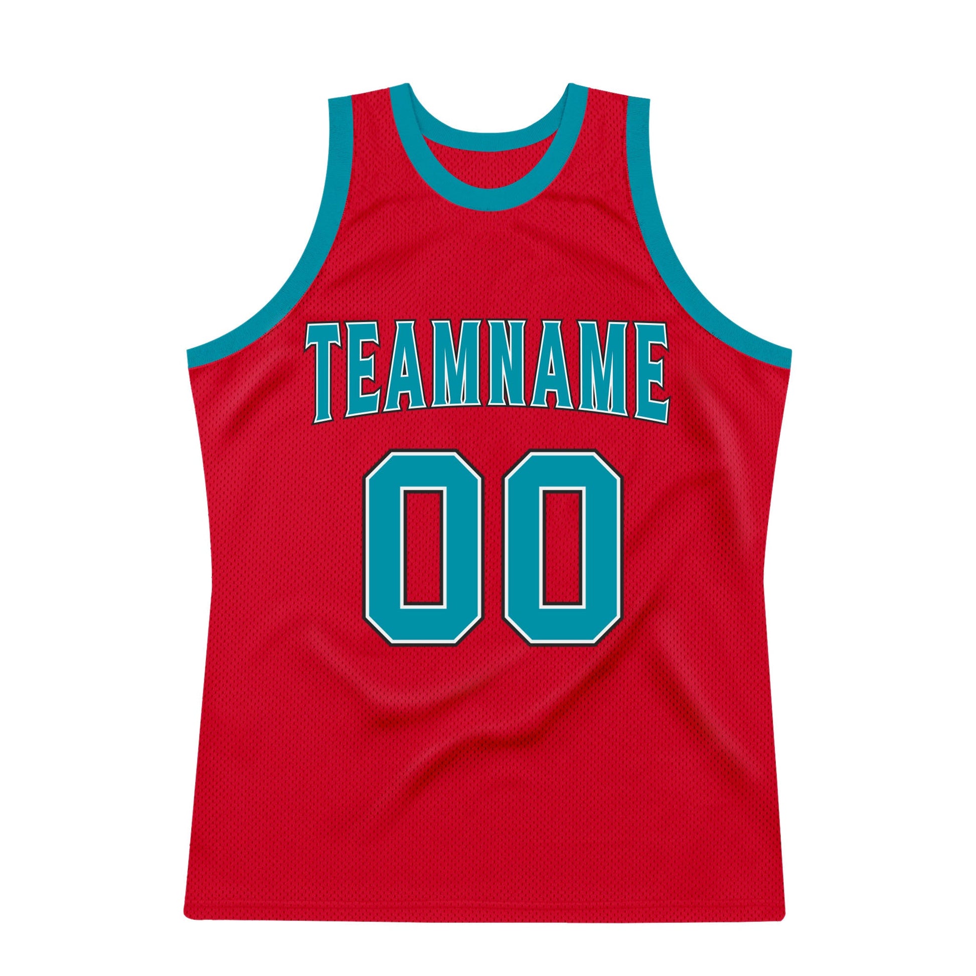 Custom Red Teal-Black Authentic Throwback Basketball Jersey - Sky-Custom