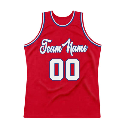 Custom Red White-Royal Authentic Throwback Basketball Jersey - Sky-Custom