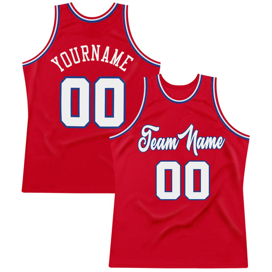 Custom Red White-Royal Authentic Throwback Basketball Jersey - Sky-Custom