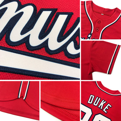Custom Red White Pinstripe White-Light Blue Authentic Baseball Jersey - Sky-Custom