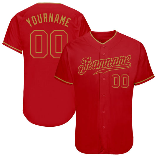 Custom Red Red-Old Gold Authentic Baseball Jersey - Sky-Custom