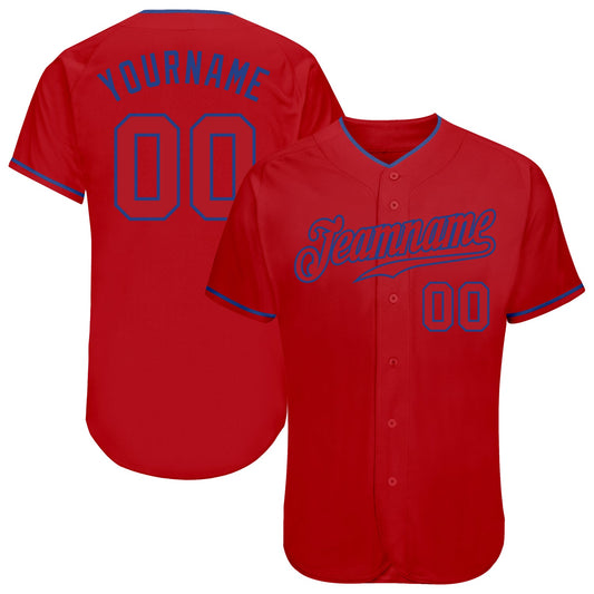 Custom Red Red-Royal Authentic Baseball Jersey - Sky-Custom