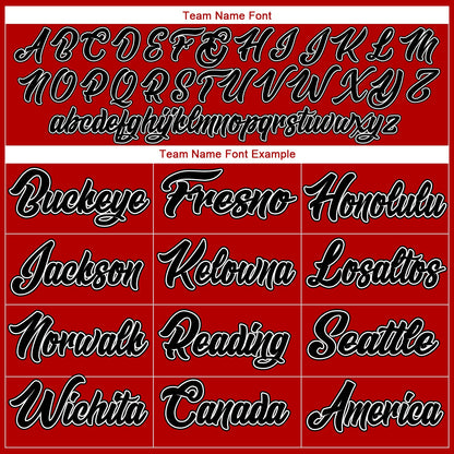 Custom Red Black Pinstripe Black-White Authentic Baseball Jersey - Sky-Custom