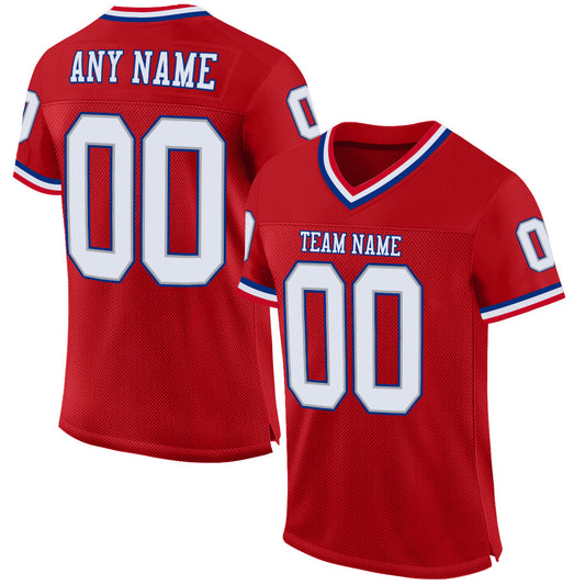 Custom Red White-Royal Mesh Authentic Throwback Football Jersey - Sky-Custom