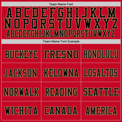 Custom Red Black-Old Gold Mesh Authentic Throwback Football Jersey - Sky-Custom