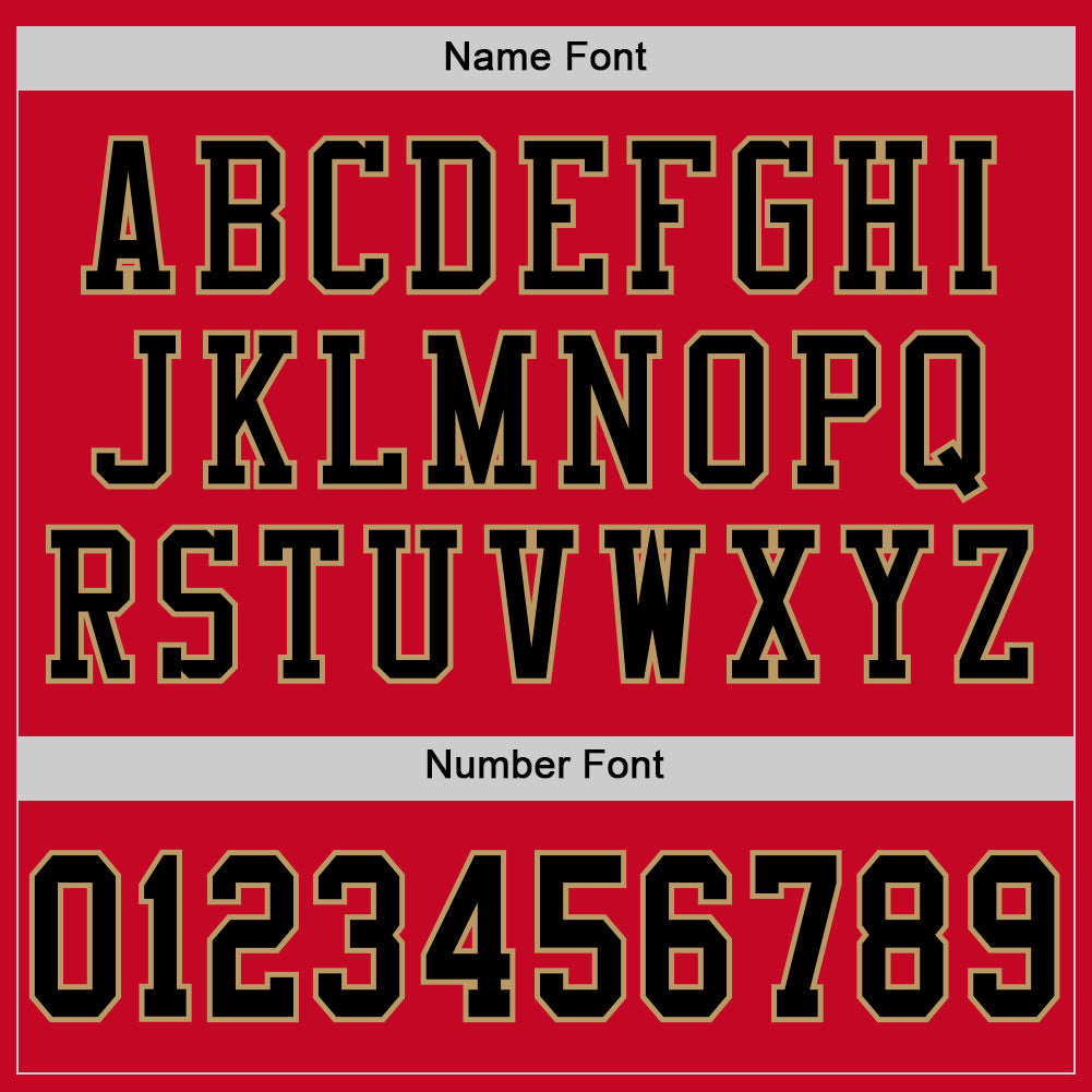 Custom Red Black-Old Gold Mesh Authentic Throwback Football Jersey - Sky-Custom