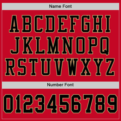 Custom Red Black-Old Gold Mesh Authentic Throwback Football Jersey - Sky-Custom