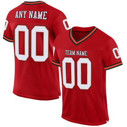 Custom Red White-Orange Mesh Authentic Throwback Football Jersey - Sky-Custom