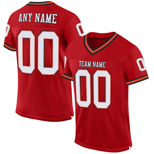 Custom Red White-Orange Mesh Authentic Throwback Football Jersey - Sky-Custom