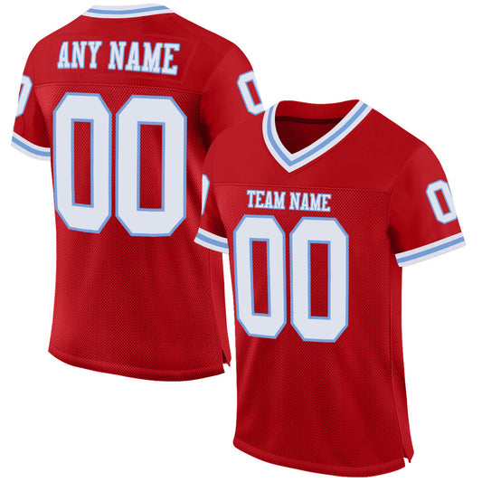 Custom Red White-Light Blue Mesh Authentic Throwback Football Jersey - Sky-Custom
