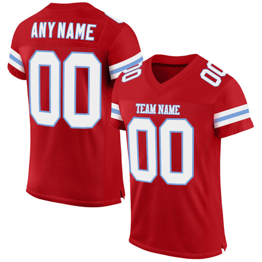 Custom Red White-Light Blue Mesh Authentic Football Jersey - Sky-Custom