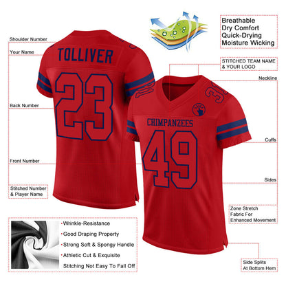 Custom Red Red-Navy Mesh Authentic Football Jersey - Sky-Custom