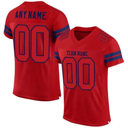 Custom Red Red-Navy Mesh Authentic Football Jersey - Sky-Custom
