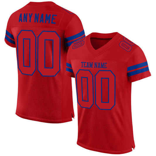Custom Red Red-Royal Mesh Authentic Football Jersey - Sky-Custom