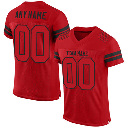 Custom Red Red-Black Mesh Authentic Football Jersey - Sky-Custom