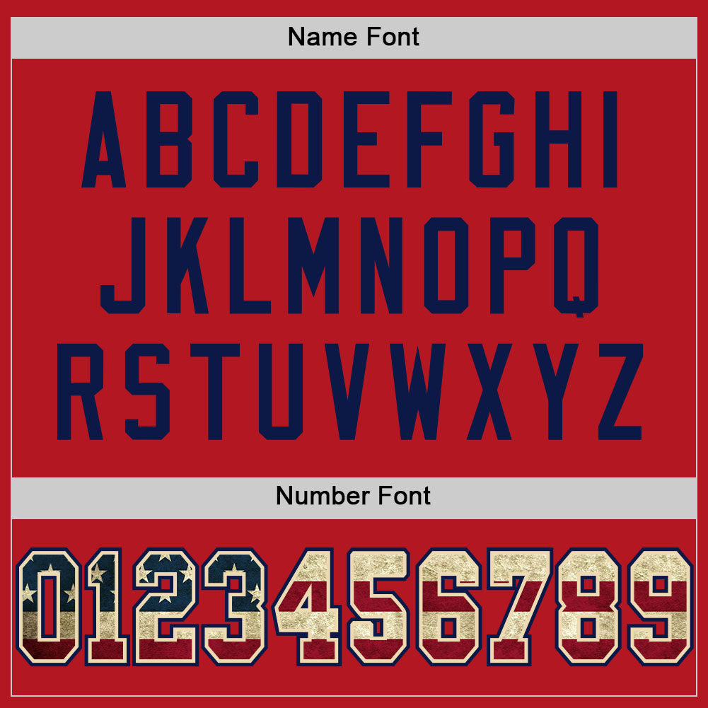 Custom Red Vintage USA Flag-Cream Mesh Authentic Football Jersey - Sky-Custom