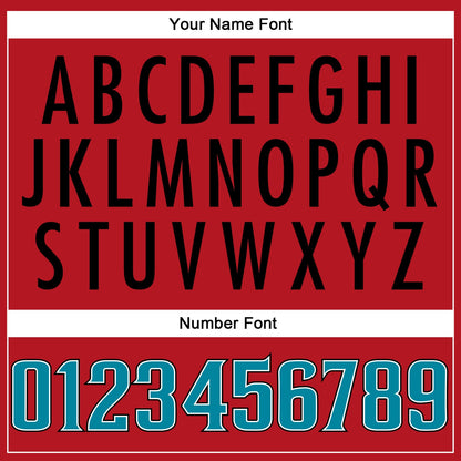 Custom Red Teal-Black Mesh Authentic Football Jersey - Sky-Custom