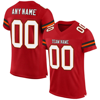 Custom Red White-Orange Mesh Authentic Football Jersey - Sky-Custom