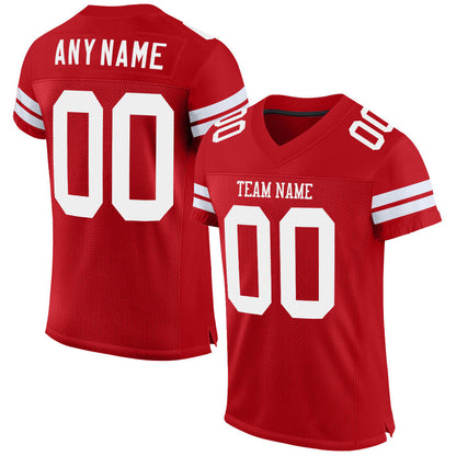 Custom Red White Mesh Authentic Football Jersey - Sky-Custom