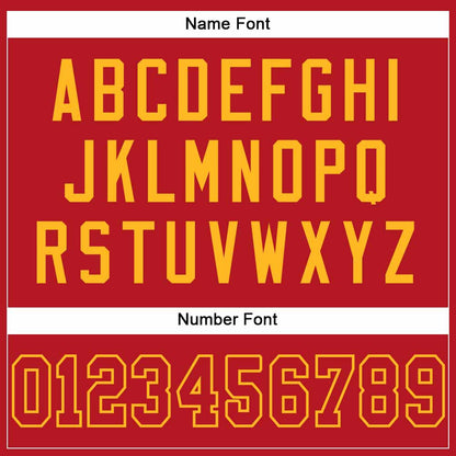 Custom Red Red-Gold Mesh Authentic Football Jersey - Sky-Custom