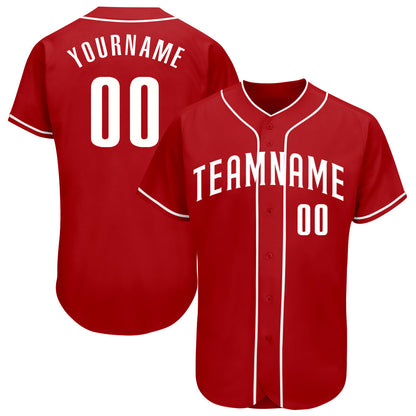 Custom Red White Authentic Baseball Jersey - Sky-Custom