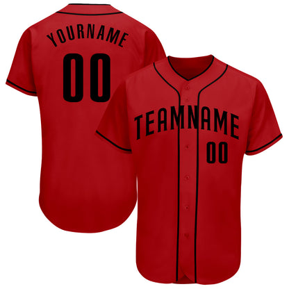 Custom Red Black Authentic Baseball Jersey - Sky-Custom