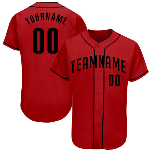 Custom Red Black Authentic Baseball Jersey - Sky-Custom