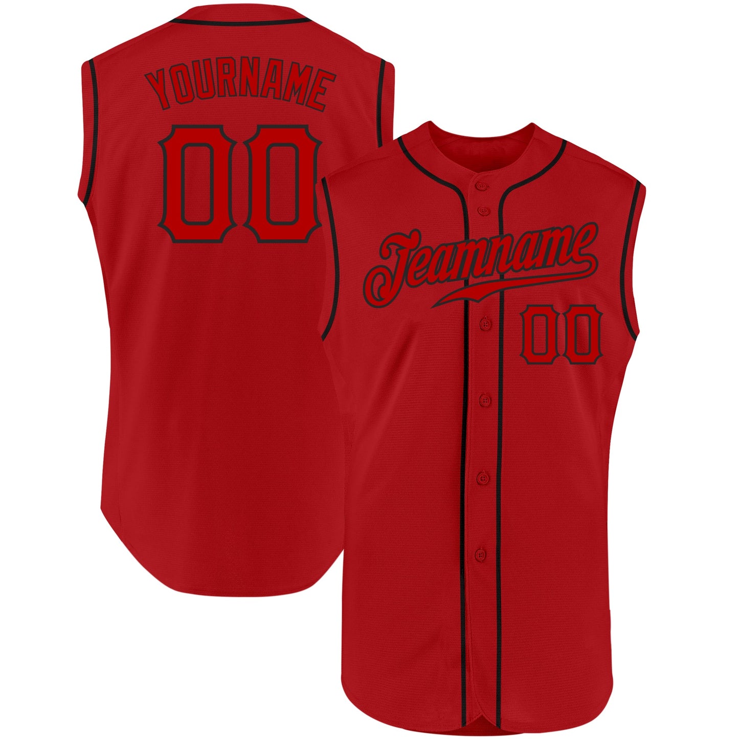 Custom Red Red-Black Authentic Sleeveless Baseball Jersey - Sky-Custom
