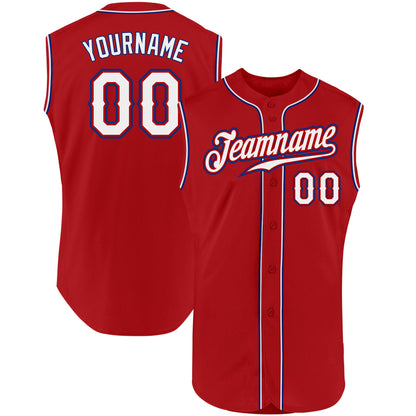 Custom Red White-Royal Authentic Sleeveless Baseball Jersey - Sky-Custom