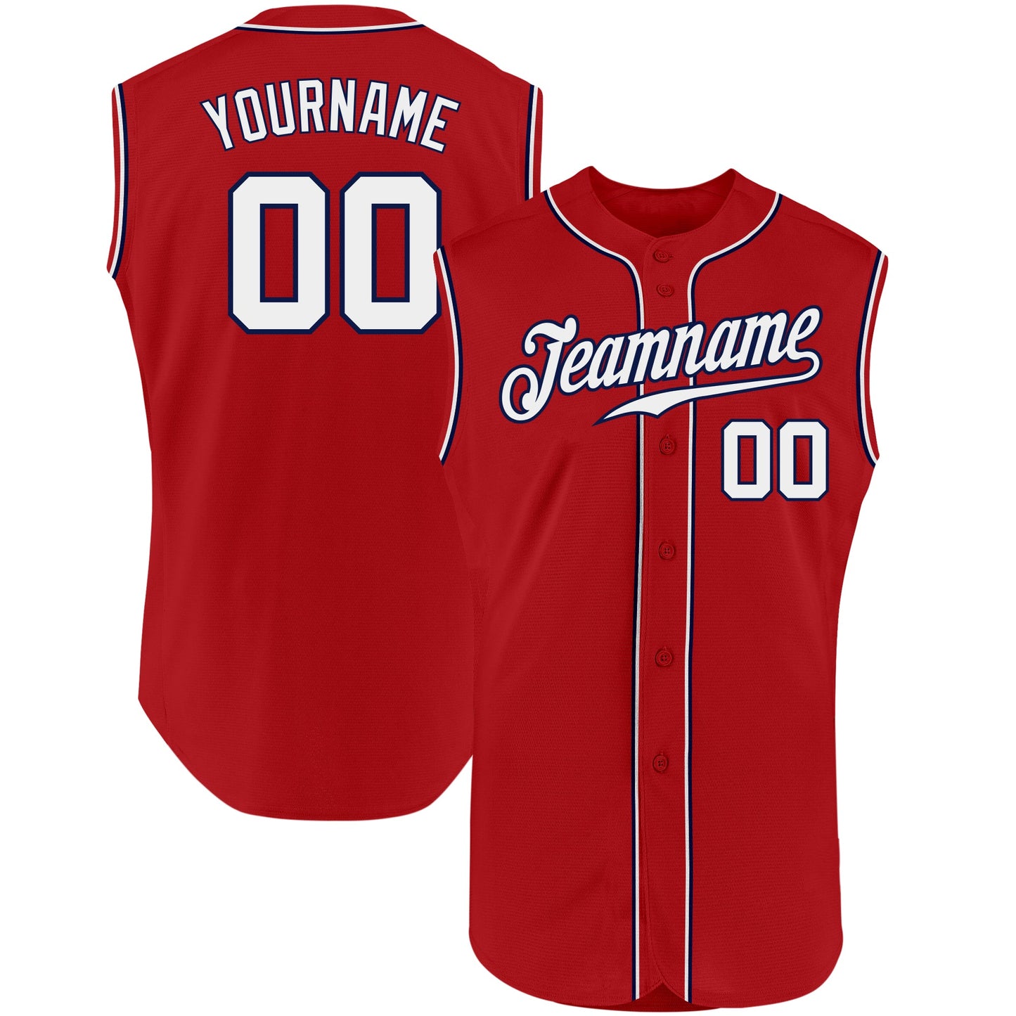 Custom Red White-Navy Authentic Sleeveless Baseball Jersey - Sky-Custom