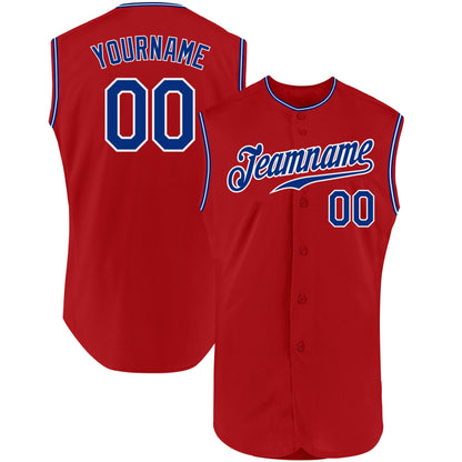 Custom Red Royal-White Authentic Sleeveless Baseball Jersey - Sky-Custom