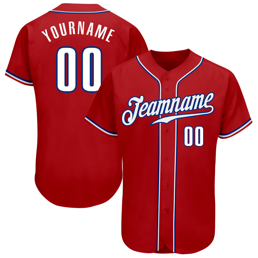 Custom Red White-Royal Authentic Baseball Jersey - Sky-Custom